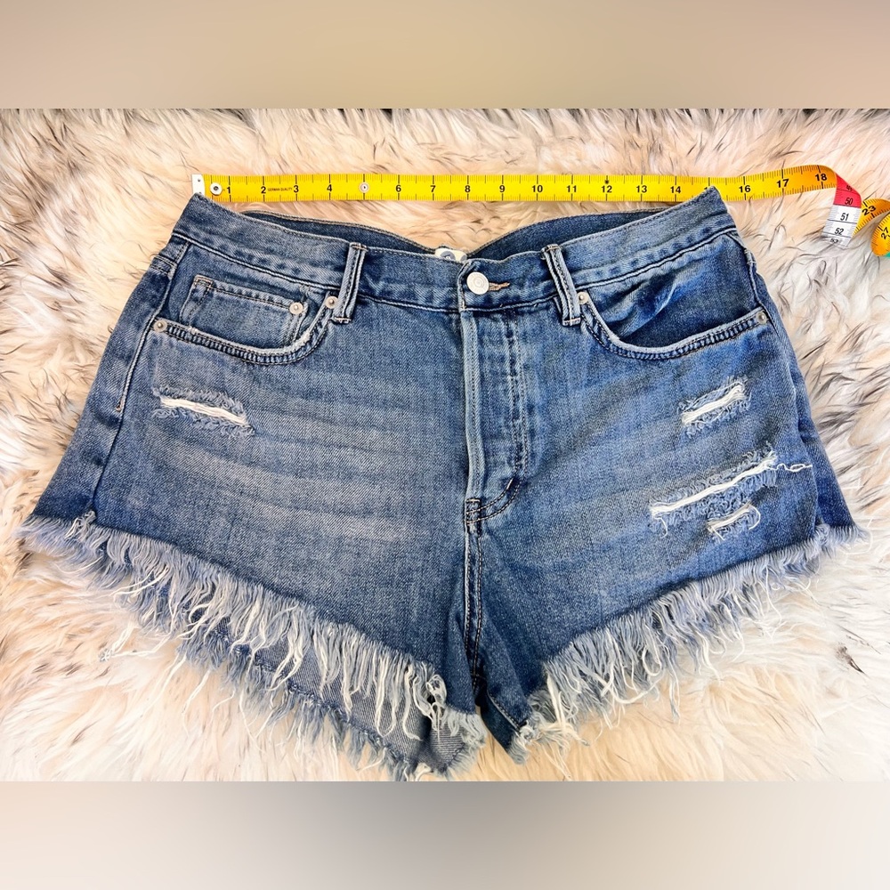 Free People Good Vibrations Distressed Denim Blue Women Shorts